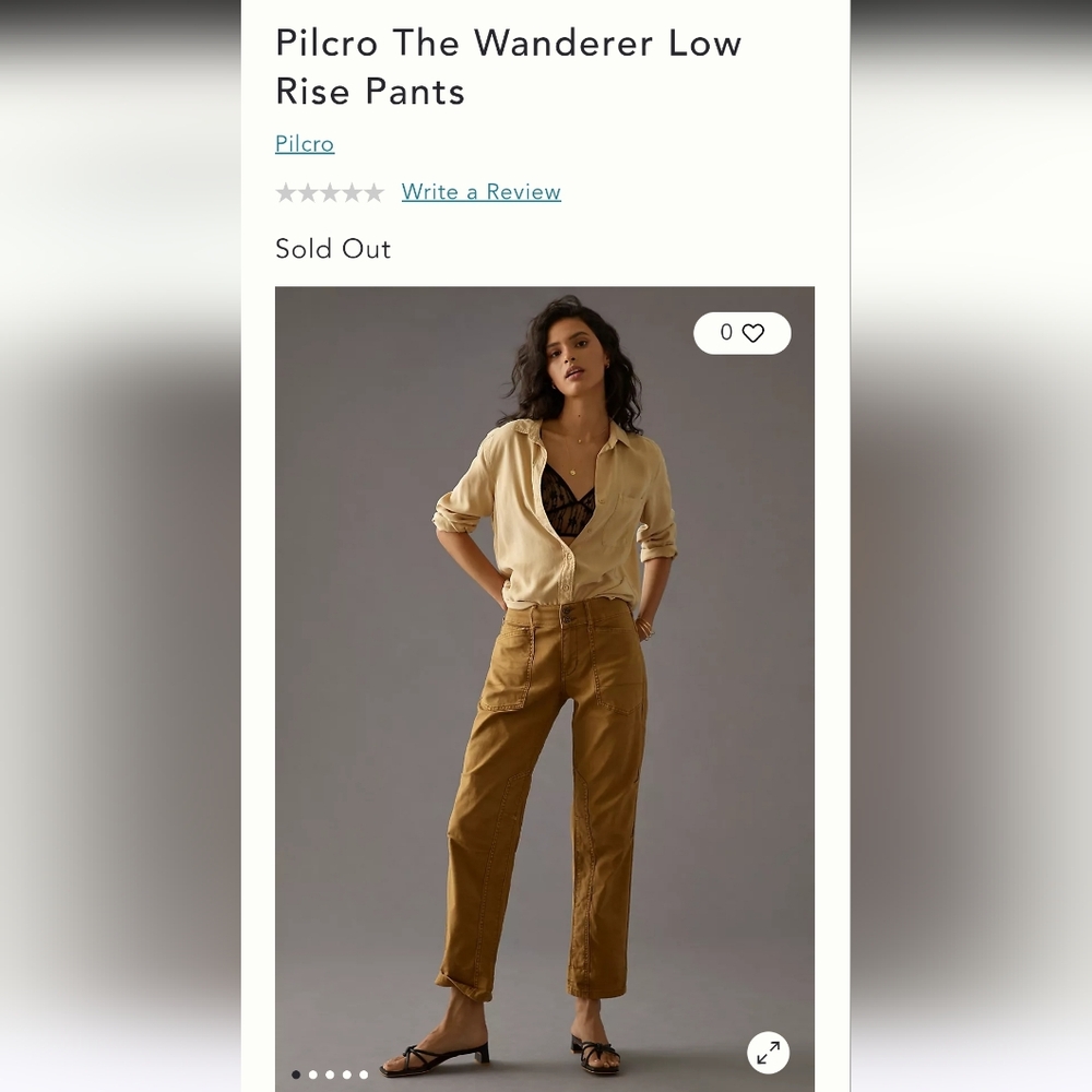 New Anthropologie Pilcro The Wanderer  Low Rise Pants Sz 25 Khaki/Sand